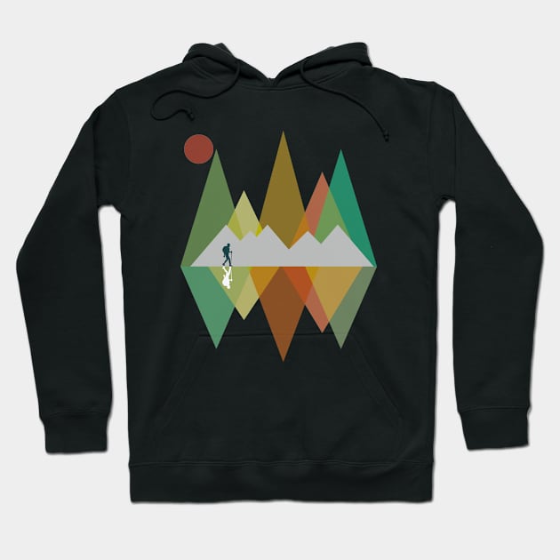 Hiking - Hiker In The Mountains Hoodie by Kudostees